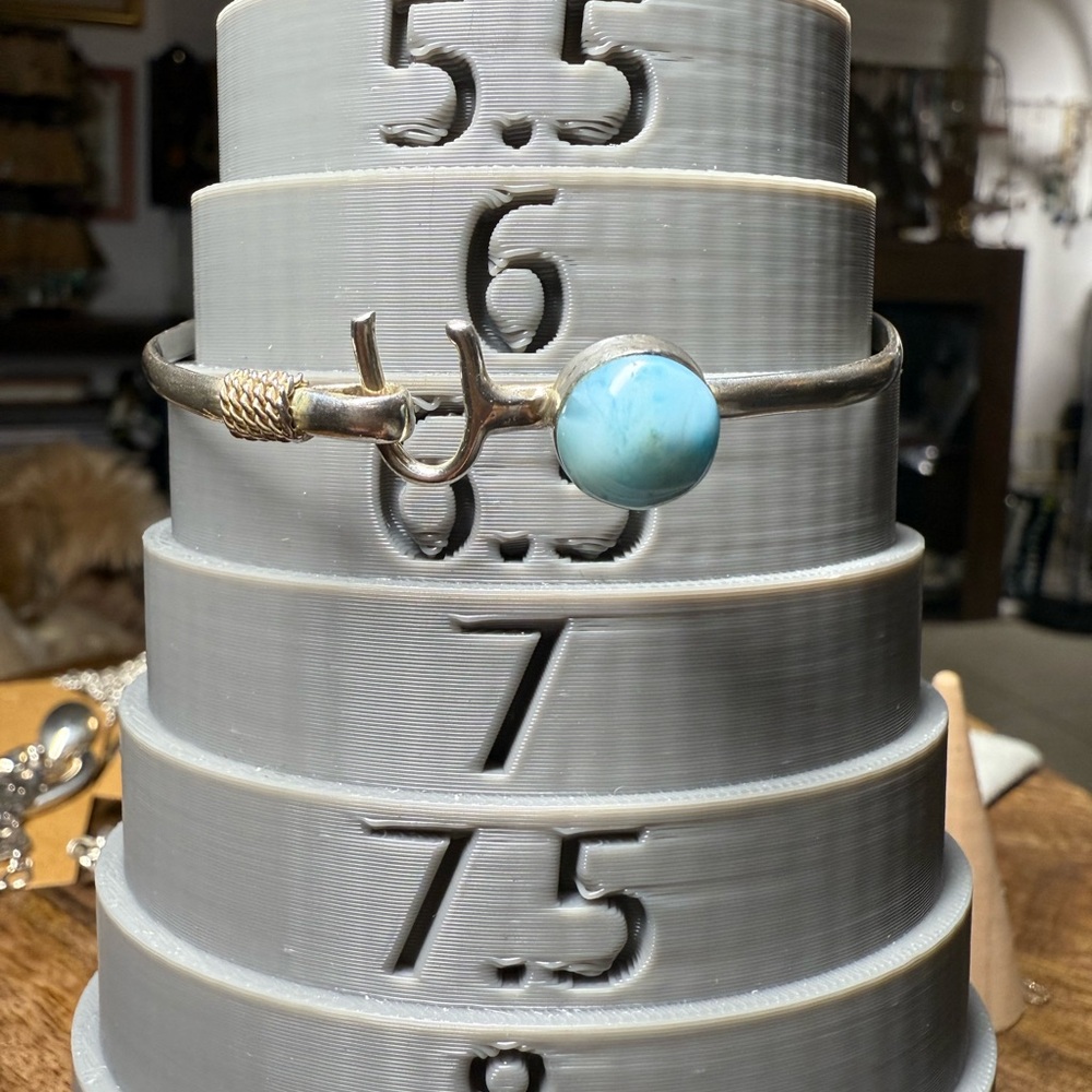 Sterling Silver Larimar Hook Bangle Bracelet Arti… - image 2